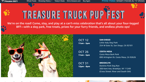 Amazon Treasure Truck 'Pup Fest' Page